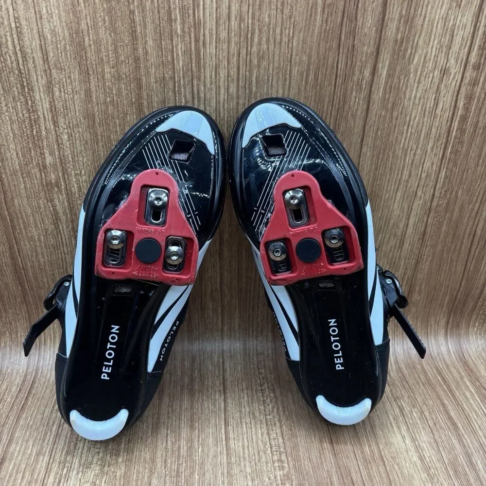 Peloton Cycling Women's Size‎ 7 EU 38 Black Red Leather Cleats Athletic Shoes